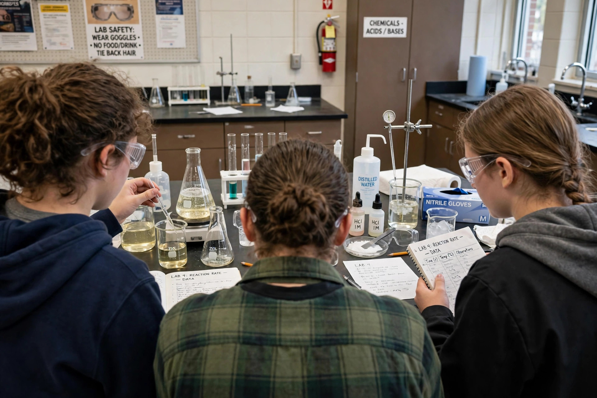 Students doing a science lab experiment